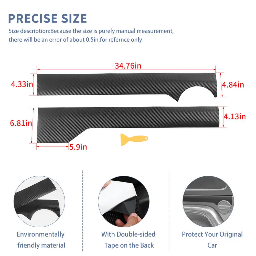 For 2018+ Jeep Wrangler JL Side Body Decor Molding Sticker Cover Trim Carbon Fiber - Image 9