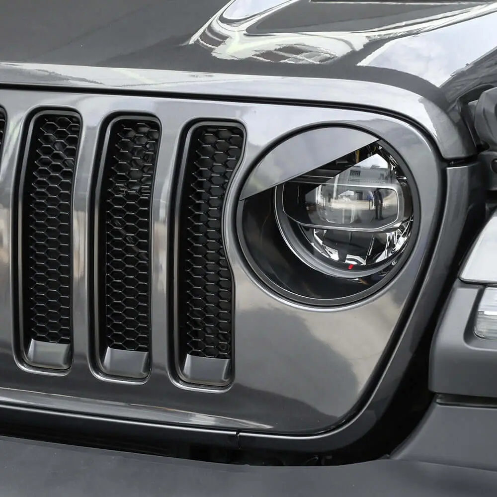 For 2018-2023 Jeep Wrangler JL Gladiator JT Rubicon Front Headlight Insert Angry Eyes Bezels Trim - Image 3