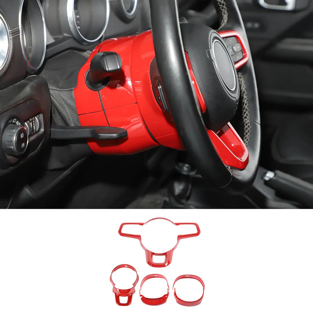 For 2018+ Jeep Wrangler JL Steering Wheel Panel & Base Trim Cover Kit (7 pcs)