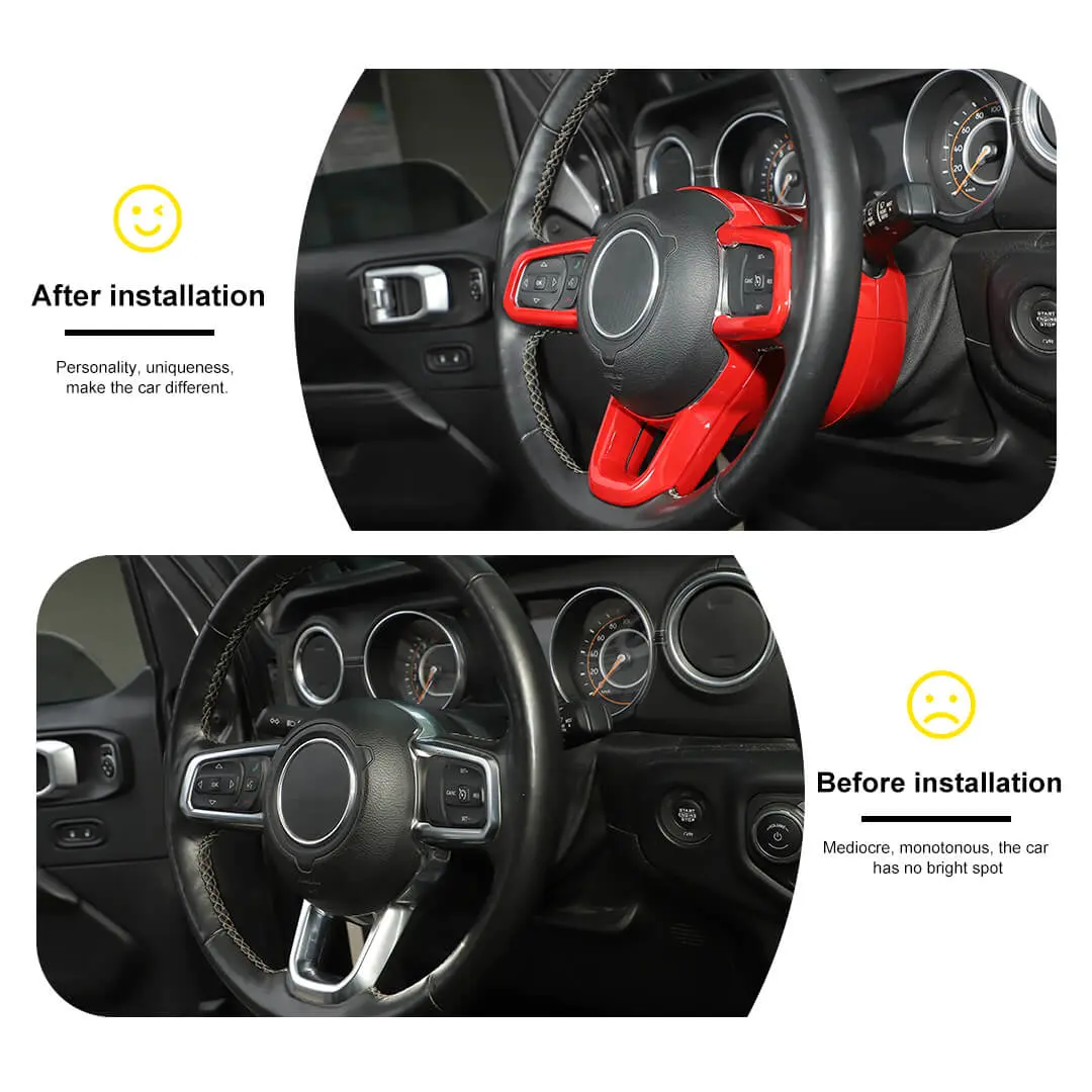 For 2018+ Jeep Wrangler JL Steering Wheel Panel & Base Trim Cover Kit (7 pcs) - Image 2