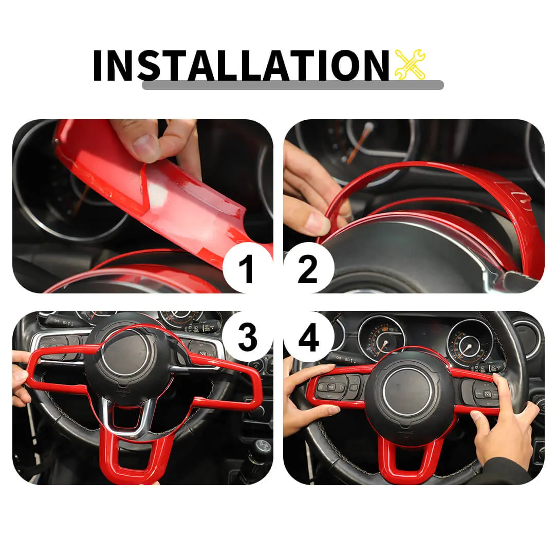 For 2018+ Jeep Wrangler JL Steering Wheel Panel & Base Trim Cover Kit (7 pcs) - Image 8