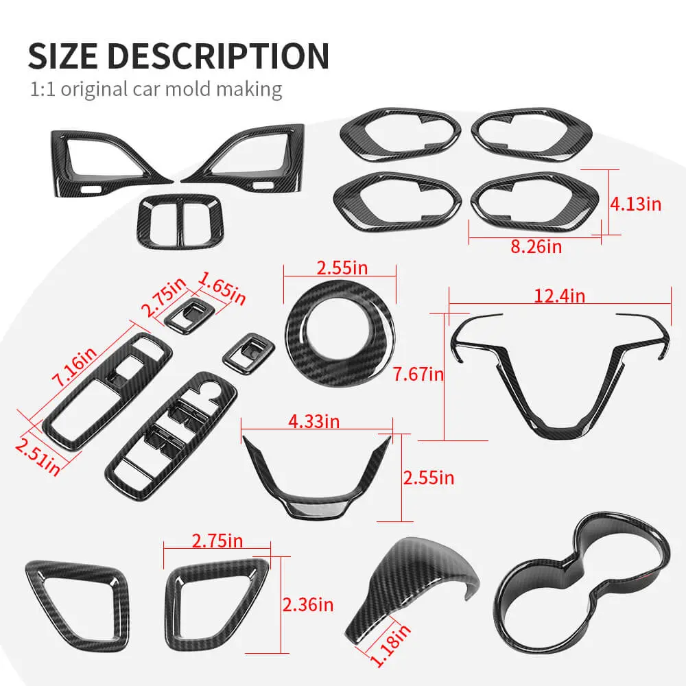 For 2019+ Jeep Cherokee 8 x Inner Center Console & Door Trim Kit - Image 11