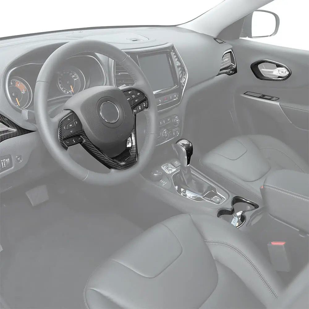 For 2019+ Jeep Cherokee 8 x Inner Center Console & Door Trim Kit - Image 3
