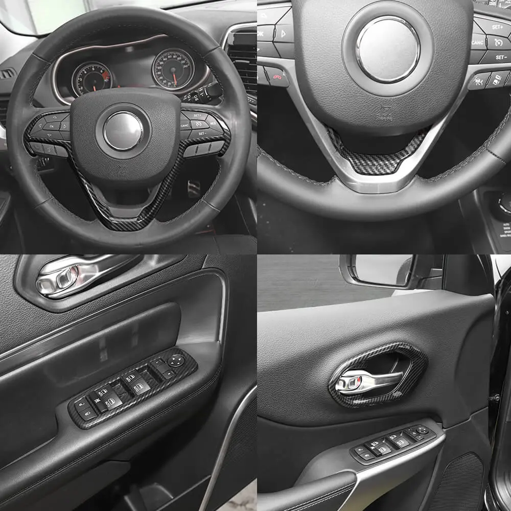 For 2019+ Jeep Cherokee 8 x Inner Center Console & Door Trim Kit - Image 5