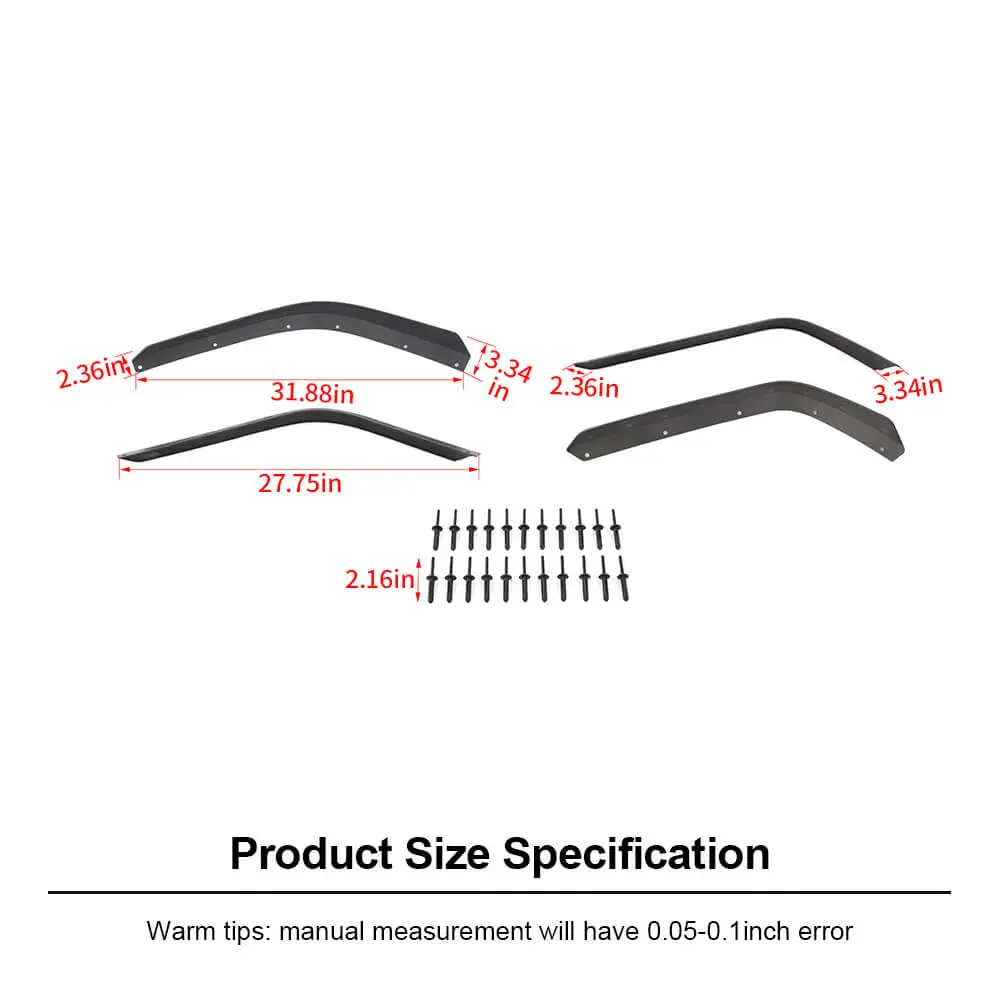 For 2020+ Jeep Gladiator JT Front & Rear Fender Flares Extensions - Image 13