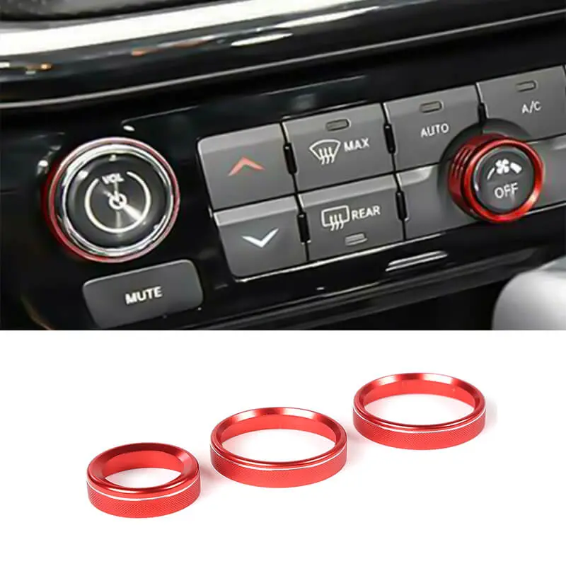 For 2021-2025 Jeep Compass Air Condition Audio Adjustment Switch Knob Cover Trim Ring (3 pcs) - Image 10