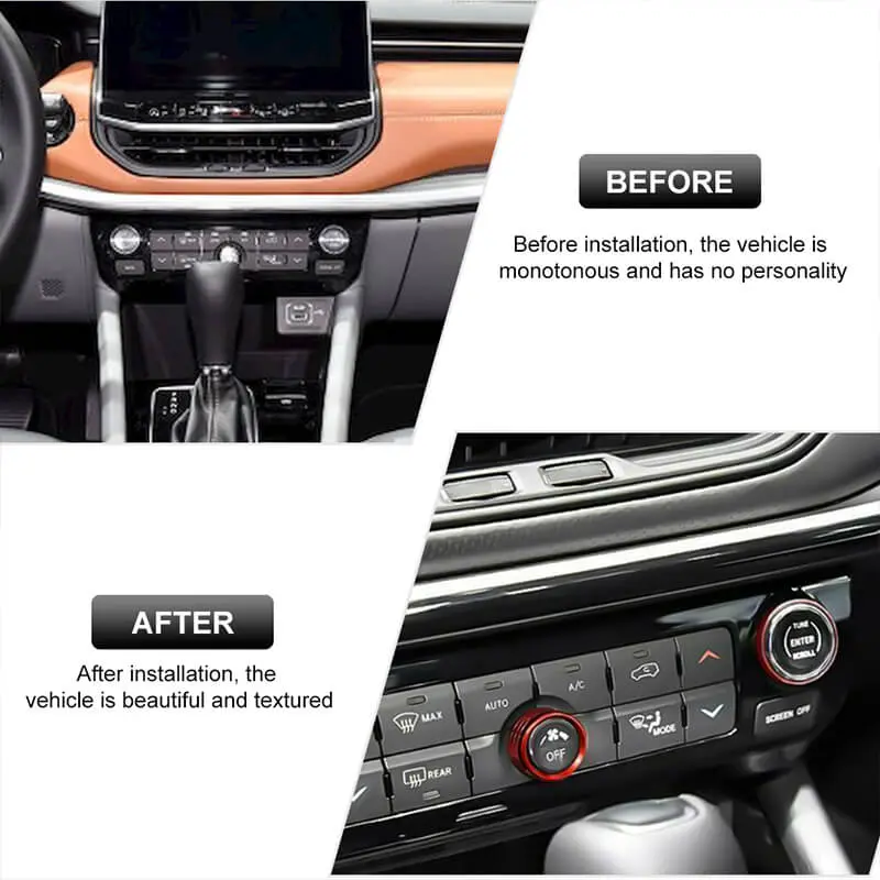 For 2021-2025 Jeep Compass Air Condition Audio Adjustment Switch Knob Cover Trim Ring (3 pcs) - Image 2