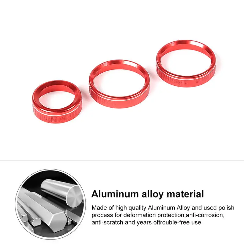 For 2021-2025 Jeep Compass Air Condition Audio Adjustment Switch Knob Cover Trim Ring (3 pcs) - Image 6