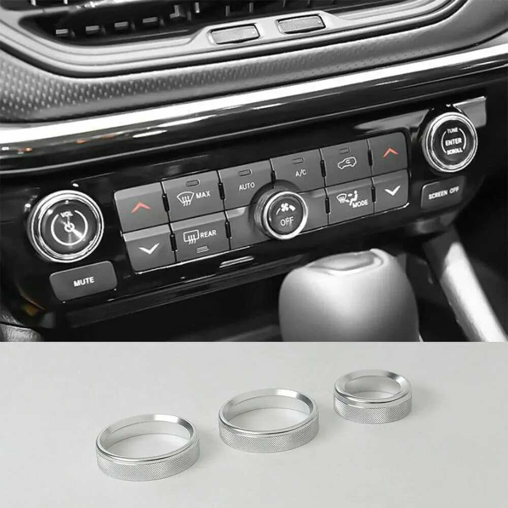 For 2021-2025 Jeep Compass Air Condition Audio Adjustment Switch Knob Cover Trim Ring (3 pcs) - Image 8