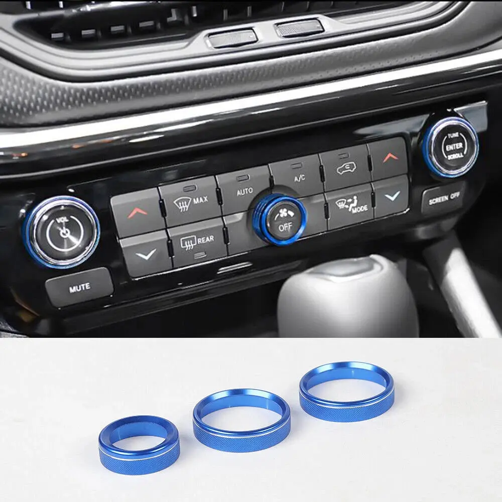 For 2021-2025 Jeep Compass Air Condition Audio Adjustment Switch Knob Cover Trim Ring (3 pcs) - Image 9