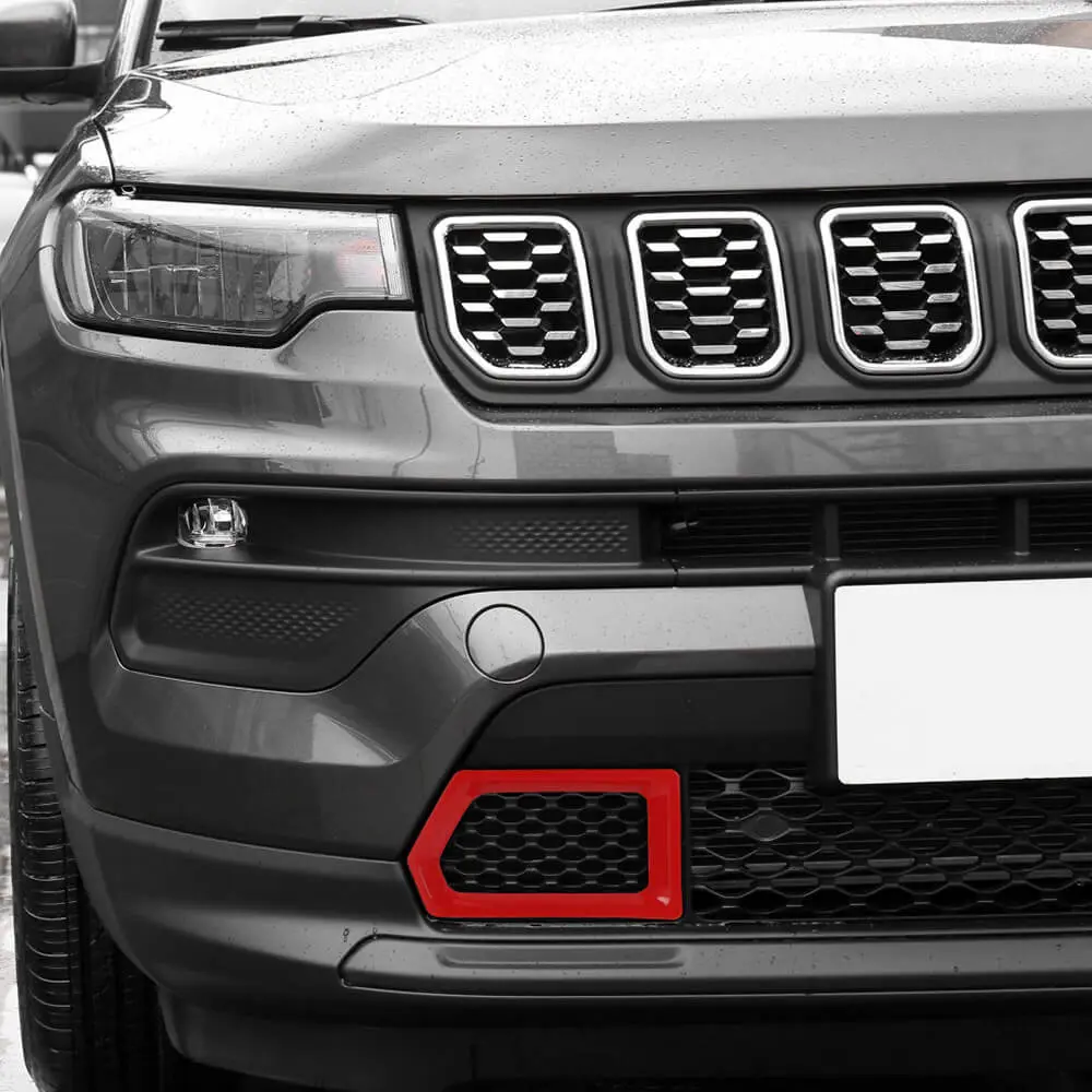 For 2021-2025 Jeep Compass Front Bumper Grill Frame Bezel Cover Decoration Trim - Image 2