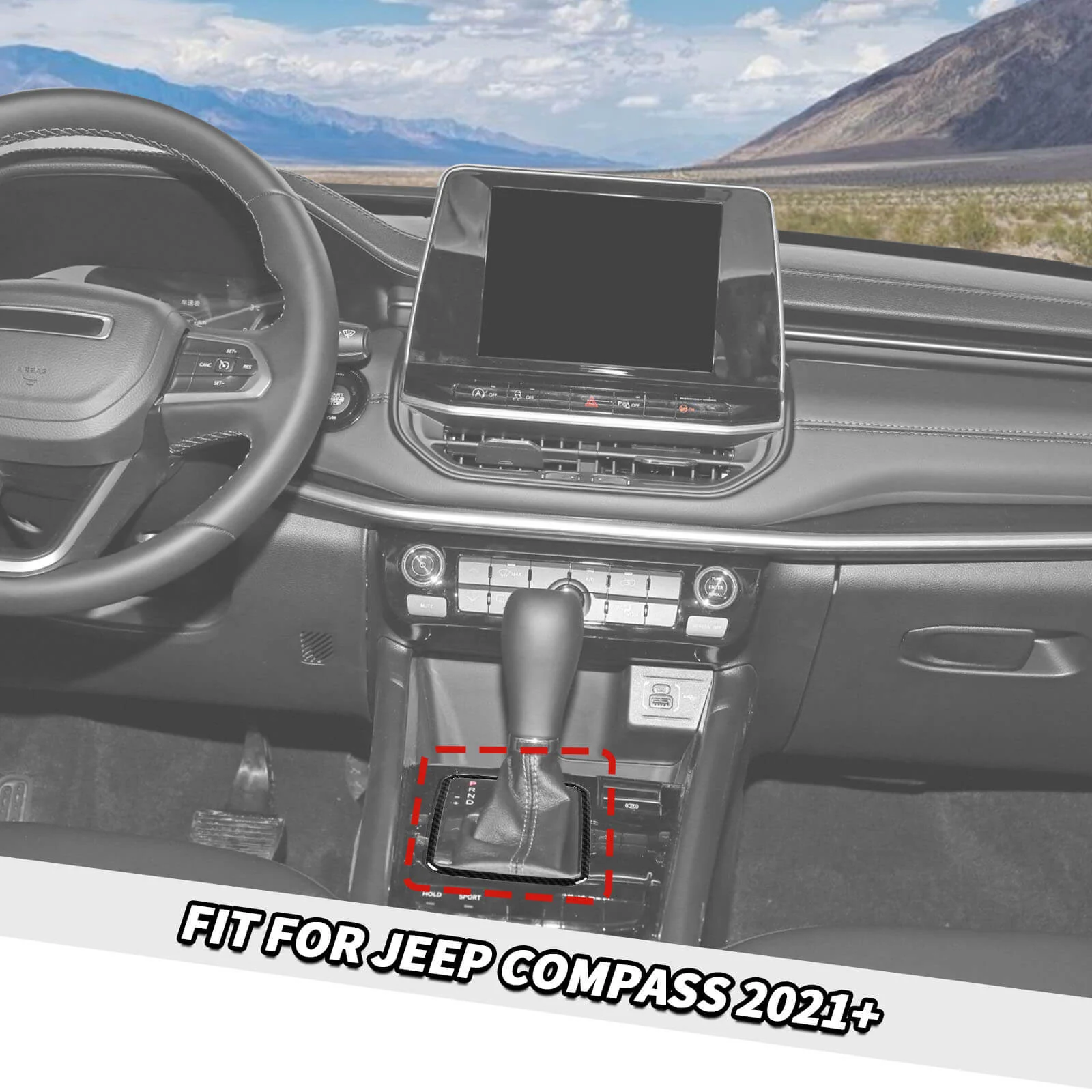 For 2021-2025 Jeep Compass Gear shift selector Frame Cover Trim - Image 4