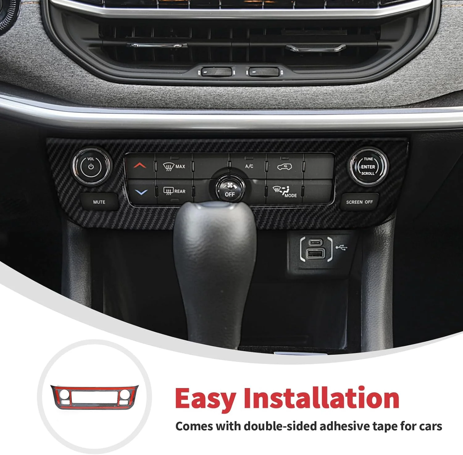 For 2021-2025 Jeep Compass Interior Air Conditioning Control Panel Trim Cover - Image 4
