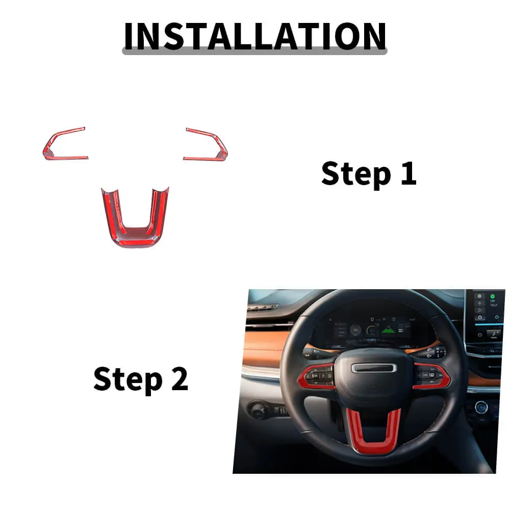 For 2021-2025 Jeep Compass Steering Wheel Panel Decor Cover Trim Bezels - Image 6