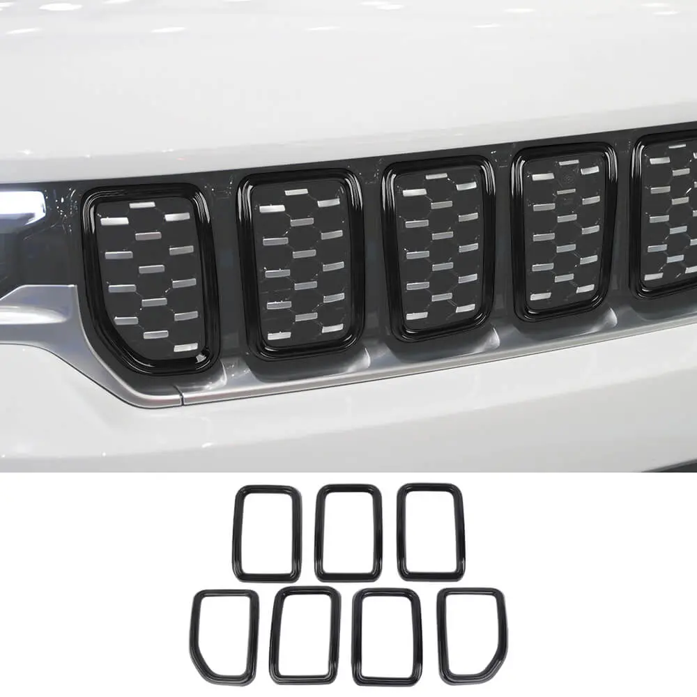 For 2021+ Jeep Grand Cherokee L 7 x Front Grille Grill Insert Ring Cover Trim - Image 11