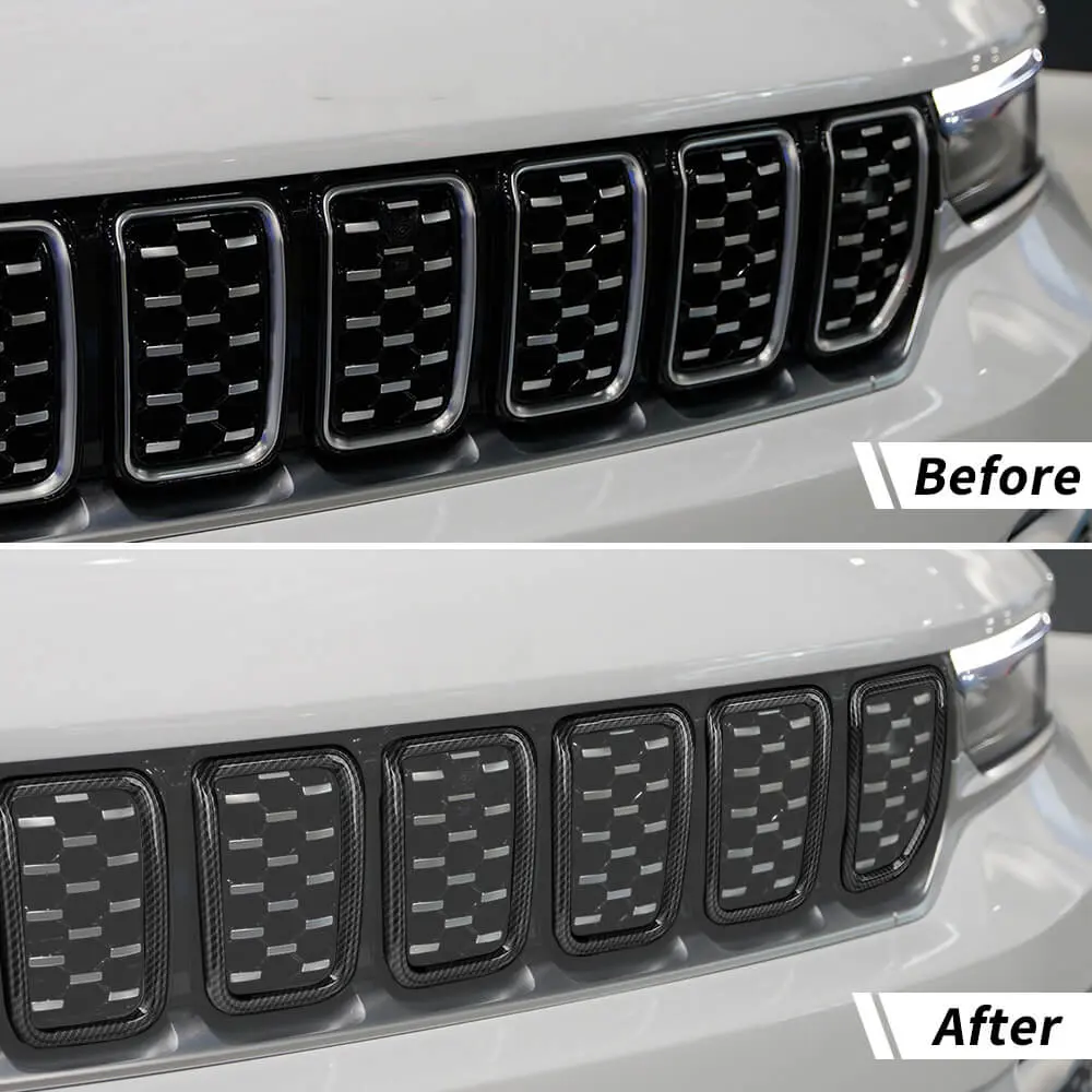 For 2021+ Jeep Grand Cherokee L 7 x Front Grille Grill Insert Ring Cover Trim - Image 2