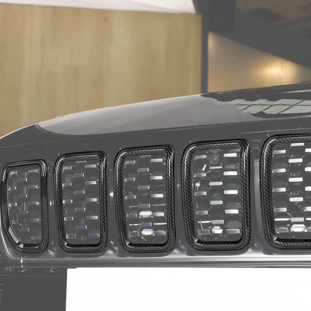 For 2021+ Jeep Grand Cherokee L 7 x Front Grille Grill Insert Ring Cover Trim - Image 4