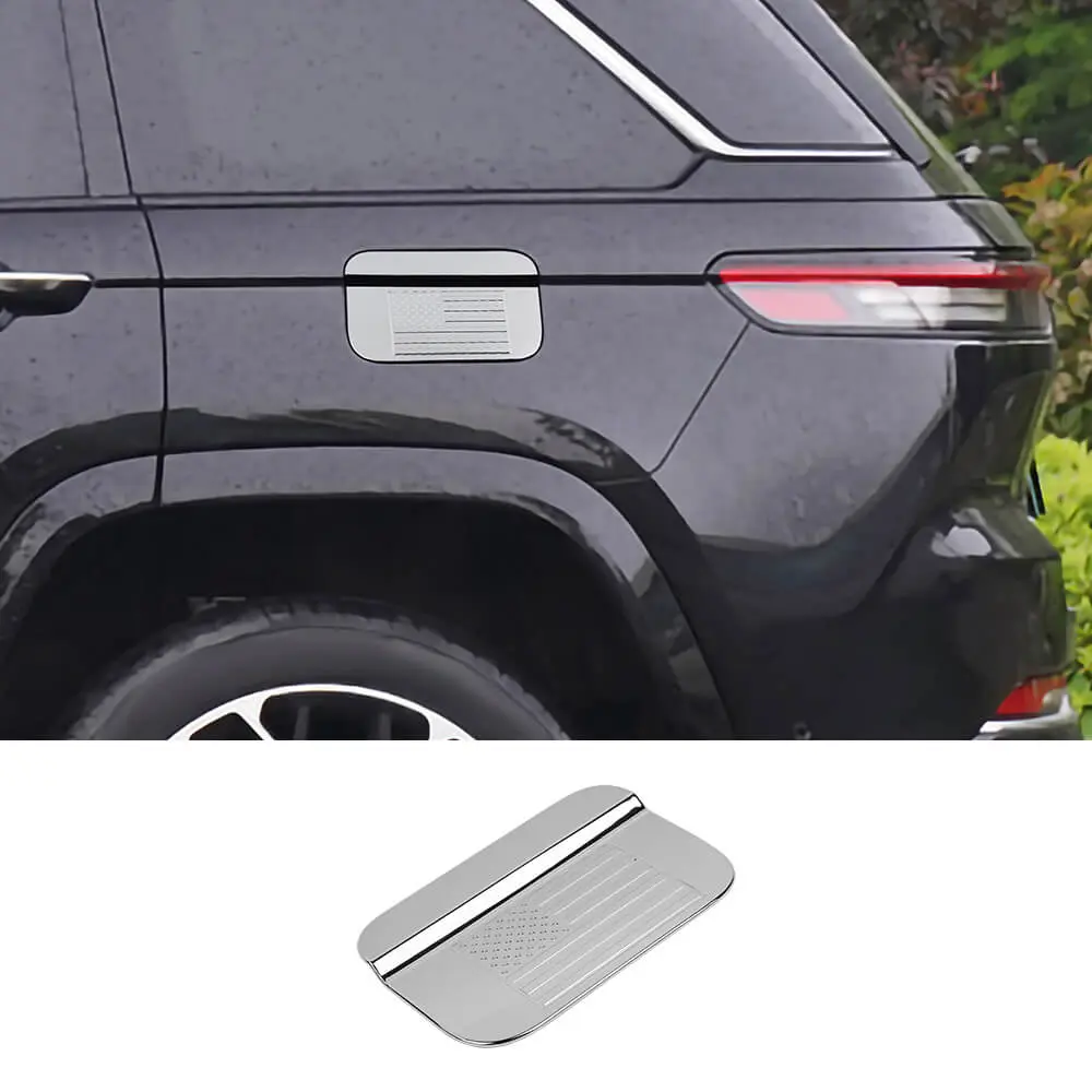 For 2021+ Jeep Grand Cherokee Fuel Tank Oil Gas Cap Cover Trim Carbon Fiber US Flag - Image 11