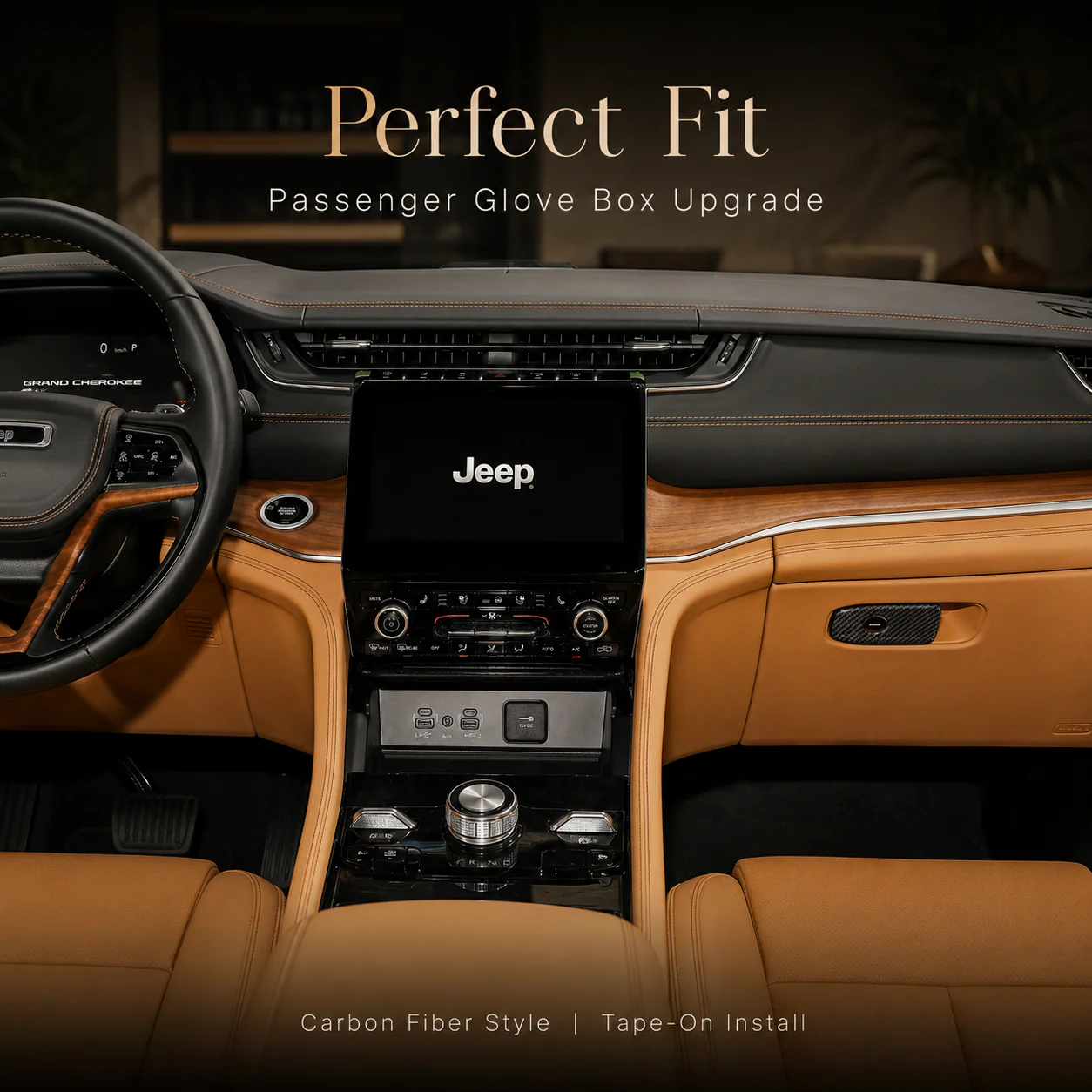 For 2021+ Jeep Grand Cherokee L Passenger Storage Glove Box Handle Trim Cover - Image 3
