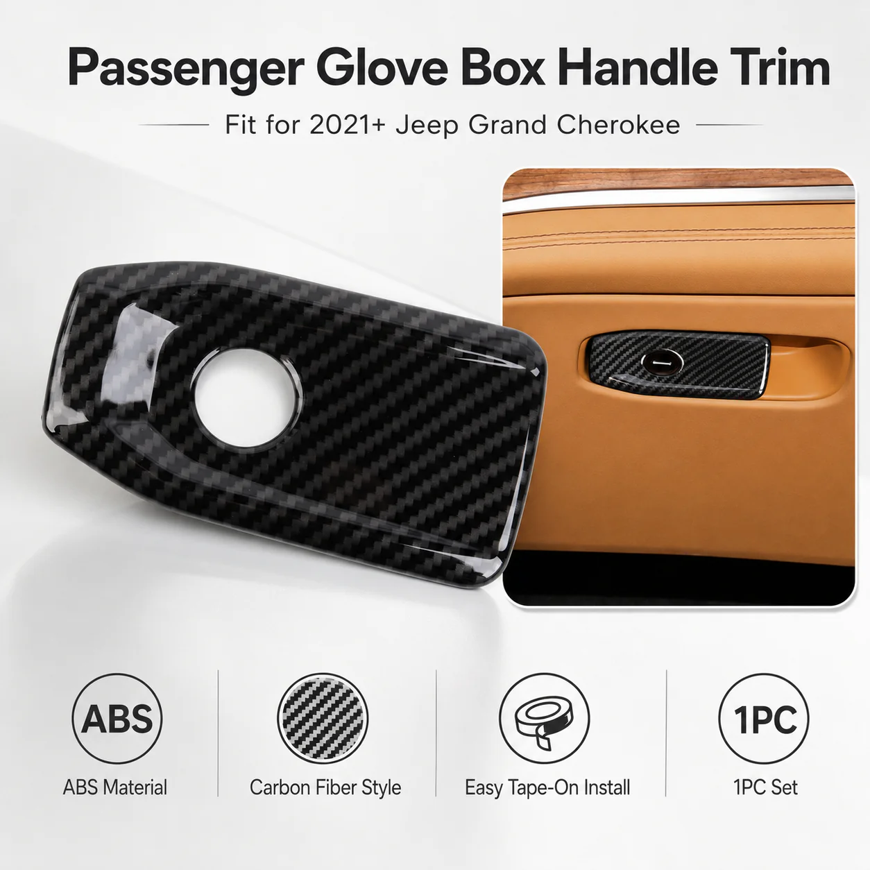 For 2021+ Jeep Grand Cherokee L Passenger Storage Glove Box Handle Trim Cover - Image 5