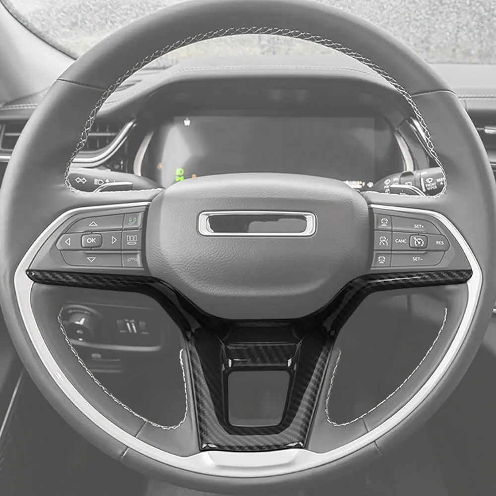 For 2021+ Jeep Grand Cherokee L Steering Wheel Trim Decorative Cover – Carbon Fiber Style - Image 7