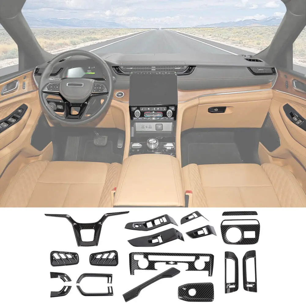 For 2021+ Jeep Grand Cherokee L 18 x Inner Center Consol Dash Decor Cover Trim Kit