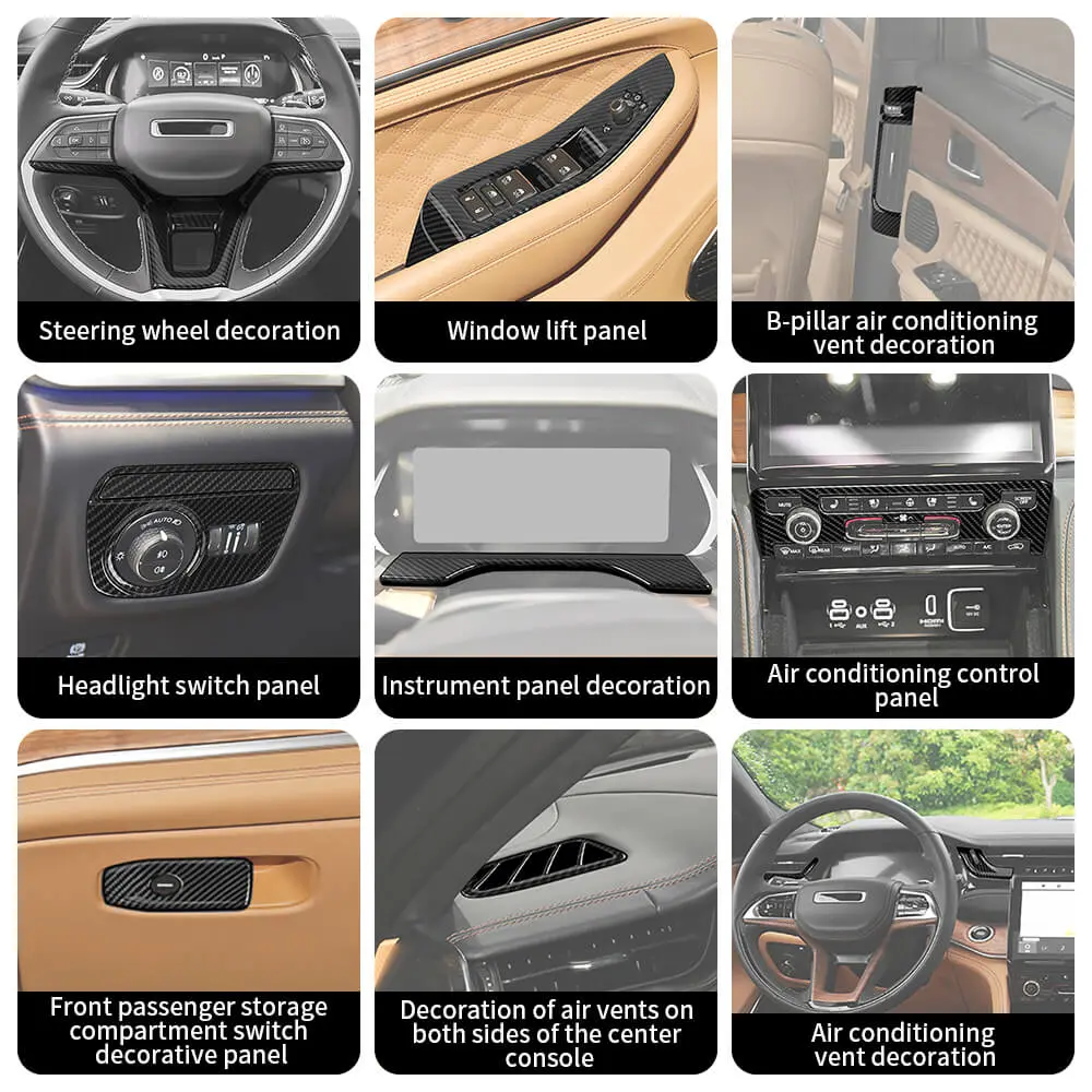 For 2021+ Jeep Grand Cherokee L 18 x Inner Center Consol Dash Decor Cover Trim Kit - Image 10