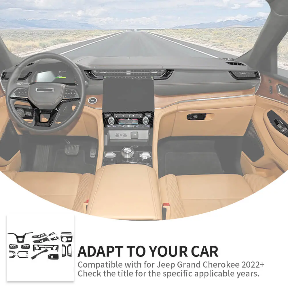 For 2021+ Jeep Grand Cherokee L 18 x Inner Center Consol Dash Decor Cover Trim Kit - Image 13