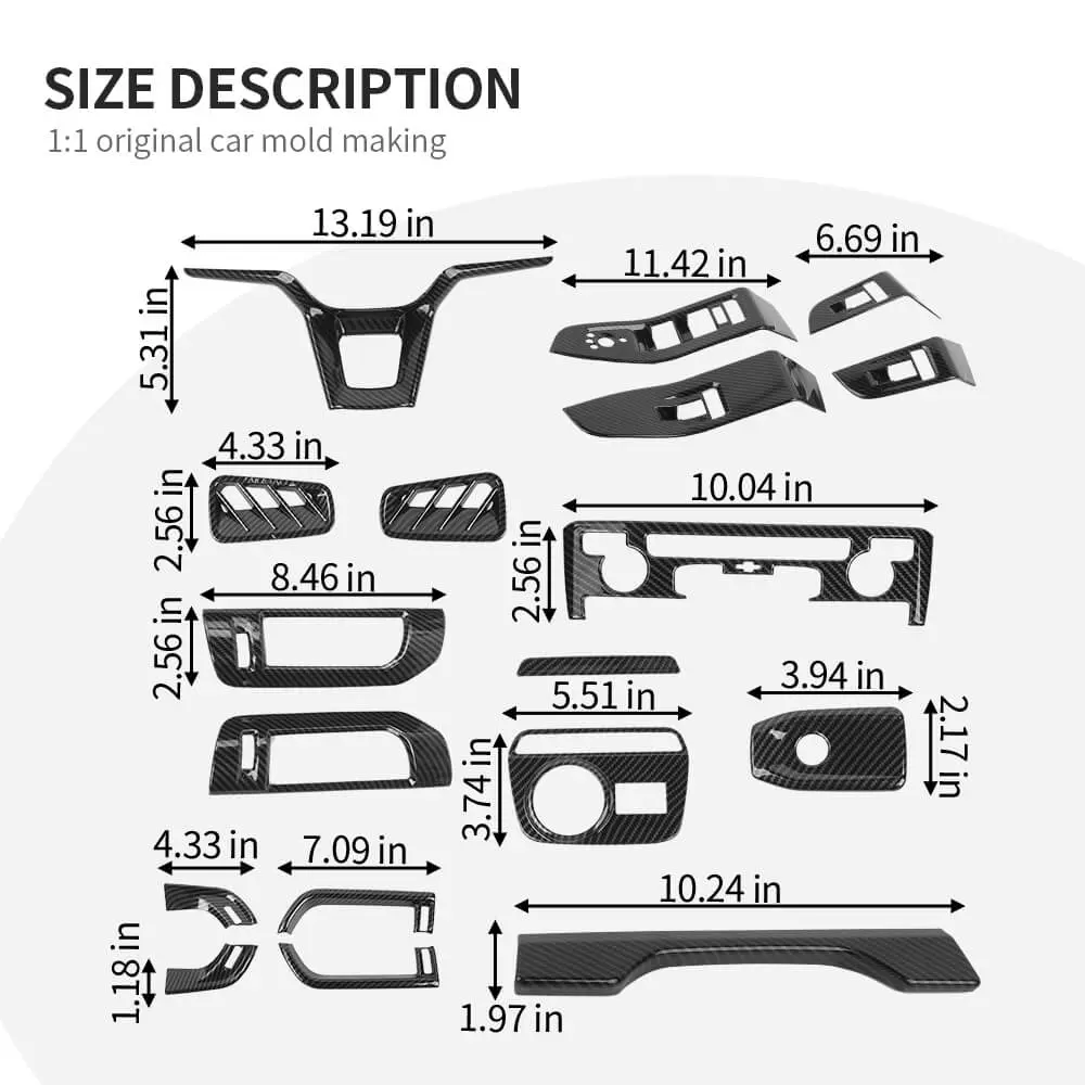 For 2021+ Jeep Grand Cherokee L 18 x Inner Center Consol Dash Decor Cover Trim Kit - Image 15