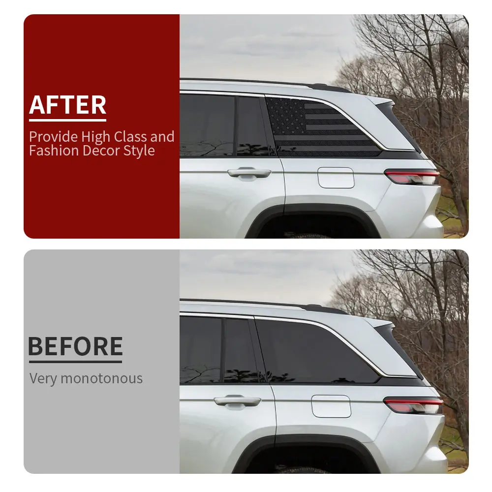 For 2022+ Jeep Grand Cherokee L Rear Window Decals Sticker Trim US Flag - Image 2