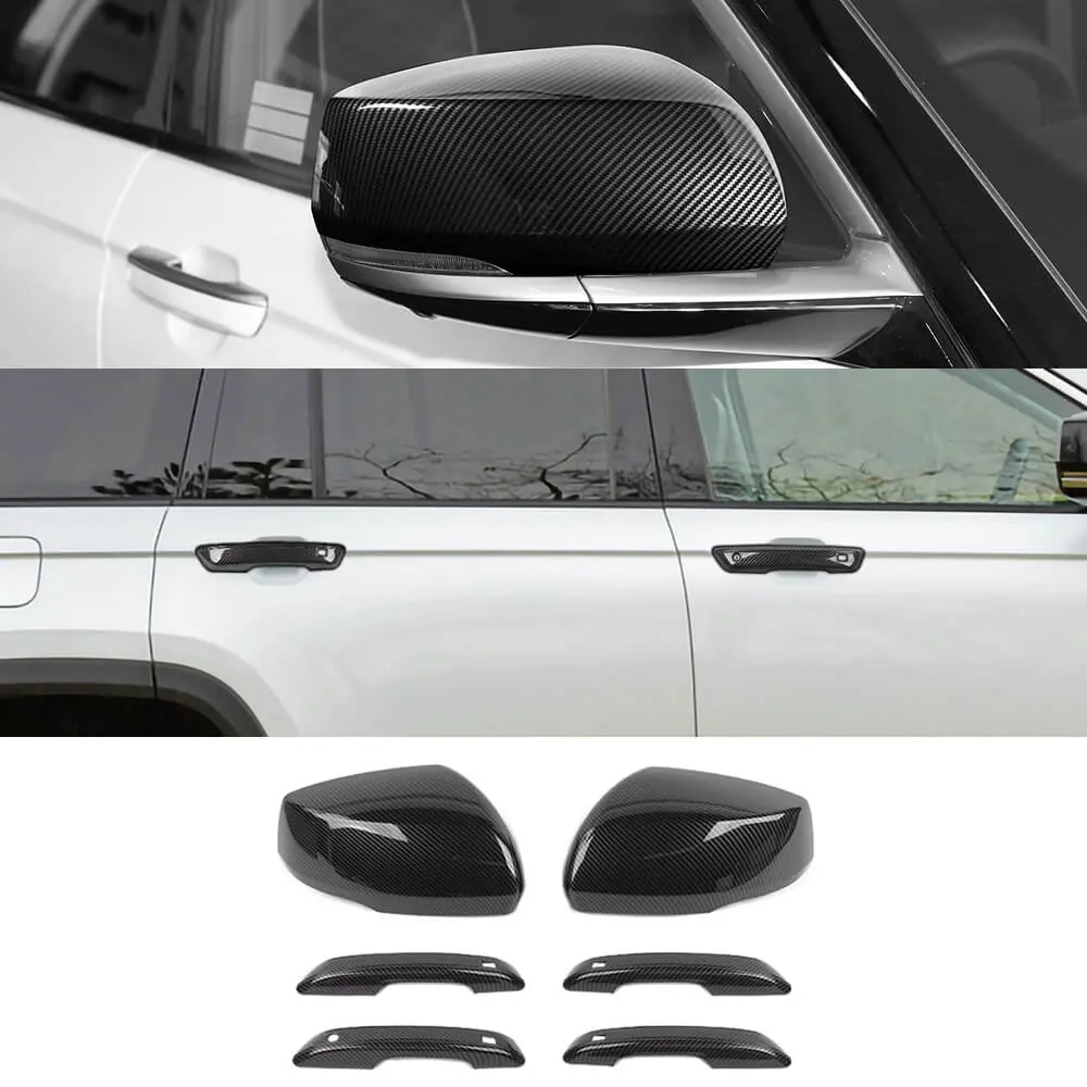 For 2022+ Jeep Grand Cherokee L Rearview Side Mirror Cover & Door Handles Trim