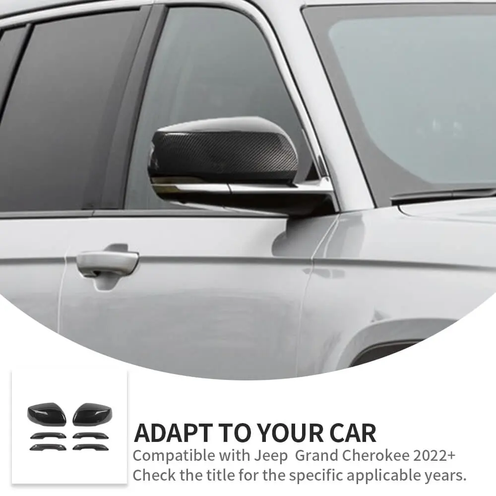 For 2022+ Jeep Grand Cherokee L Rearview Side Mirror Cover & Door Handles Trim - Image 10