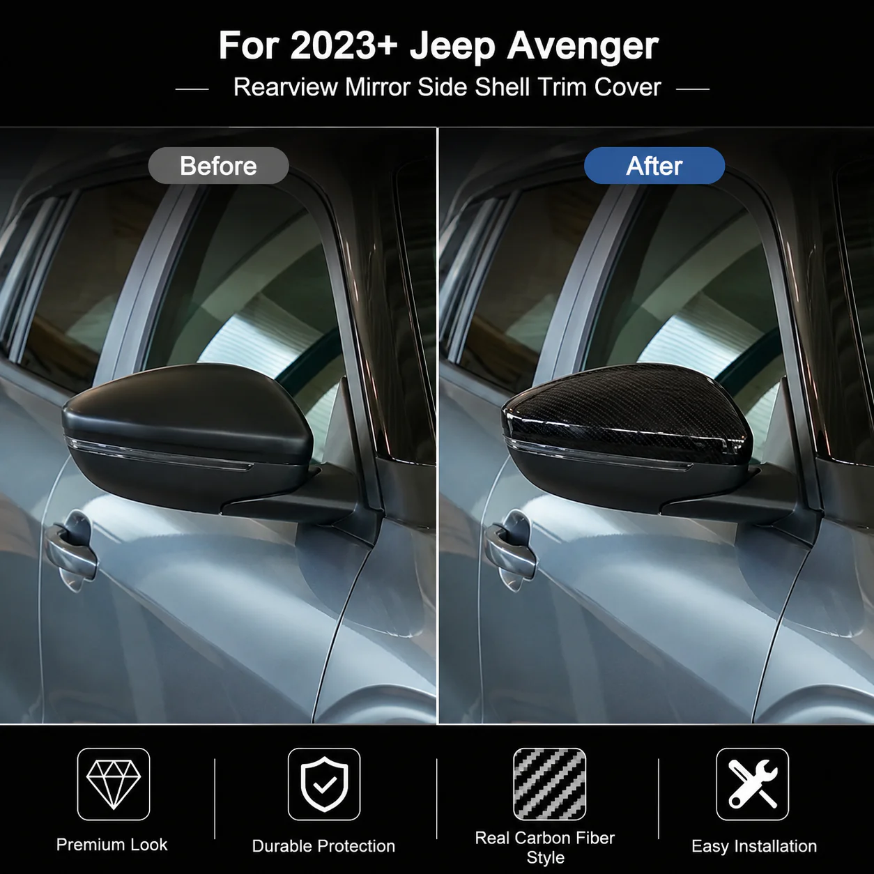For 2023+ Jeep Avenger Rearview Mirror Side Shell Trim Cover - Image 2