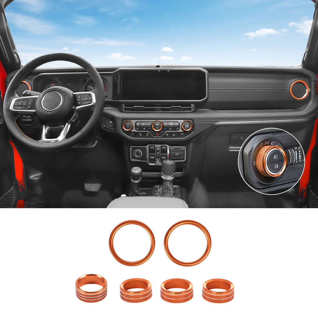 For 2024+ Jeep Wrangler & Gladiator JT Air Conditioning Headlight Switch Dashboard Air Vent Trim Ring- Style B (6 pcs) - Image 15