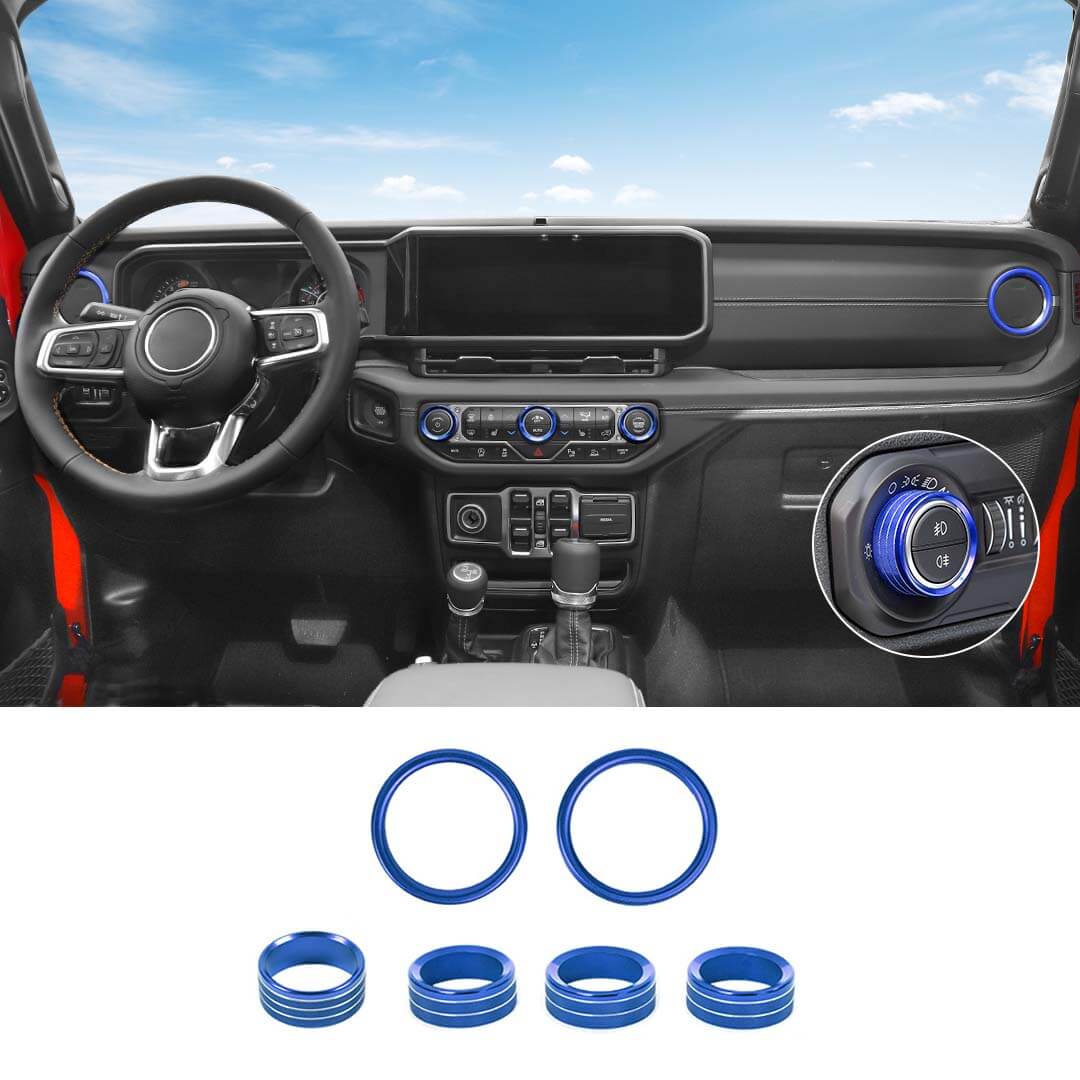 For 2024+ Jeep Wrangler & Gladiator JT Air Conditioning Headlight Switch Dashboard Air Vent Trim Ring- Style B (6 pcs) - Image 16