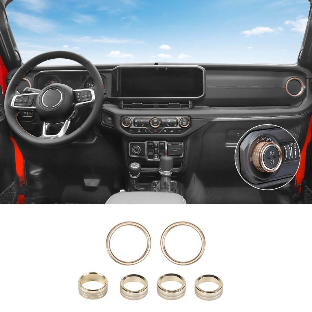 For 2024+ Jeep Wrangler & Gladiator JT Air Conditioning Headlight Switch Dashboard Air Vent Trim Ring- Style B (6 pcs) - Image 19