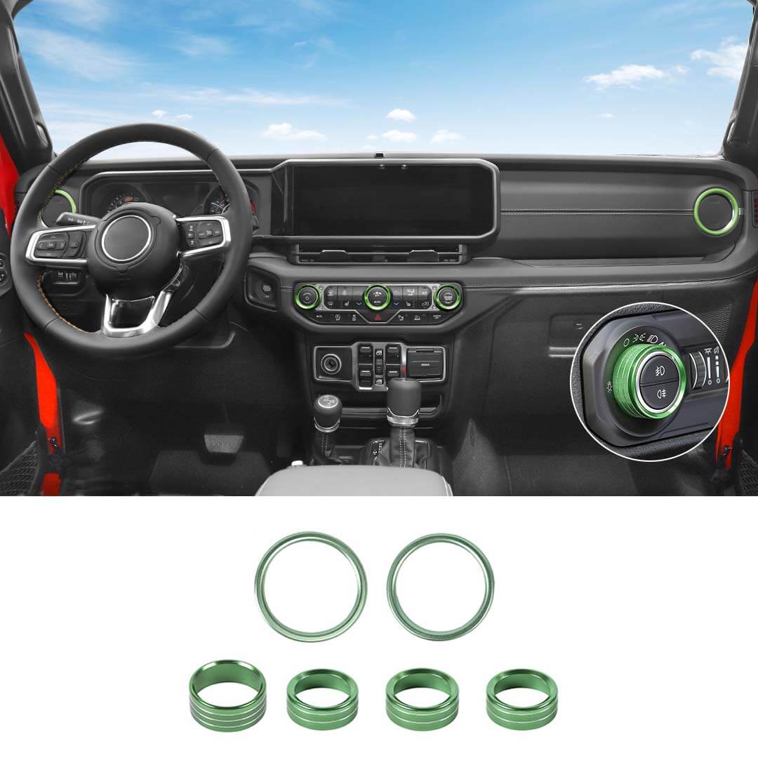 For 2024+ Jeep Wrangler & Gladiator JT Air Conditioning Headlight Switch Dashboard Air Vent Trim Ring- Style B (6 pcs) - Image 20