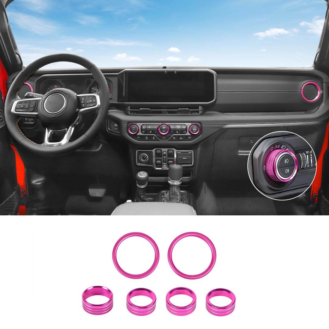 For 2024+ Jeep Wrangler & Gladiator JT Air Conditioning Headlight Switch Dashboard Air Vent Trim Ring- Style B (6 pcs) - Image 21