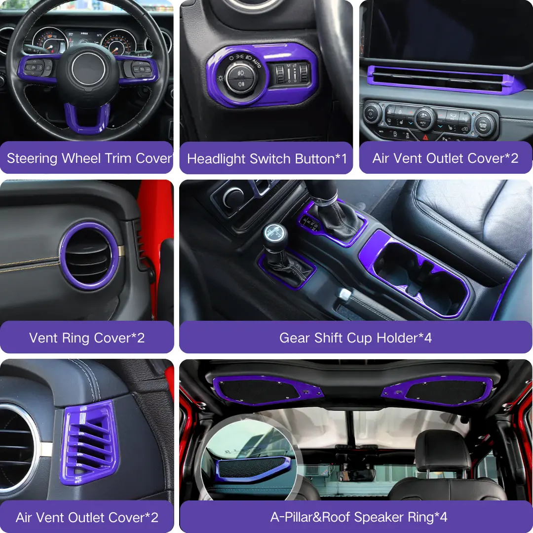 For 2024+ Jeep Wrangler JL/Gladiator JT 17 x Center Console/Roof Decoration Trim Kit - Image 5
