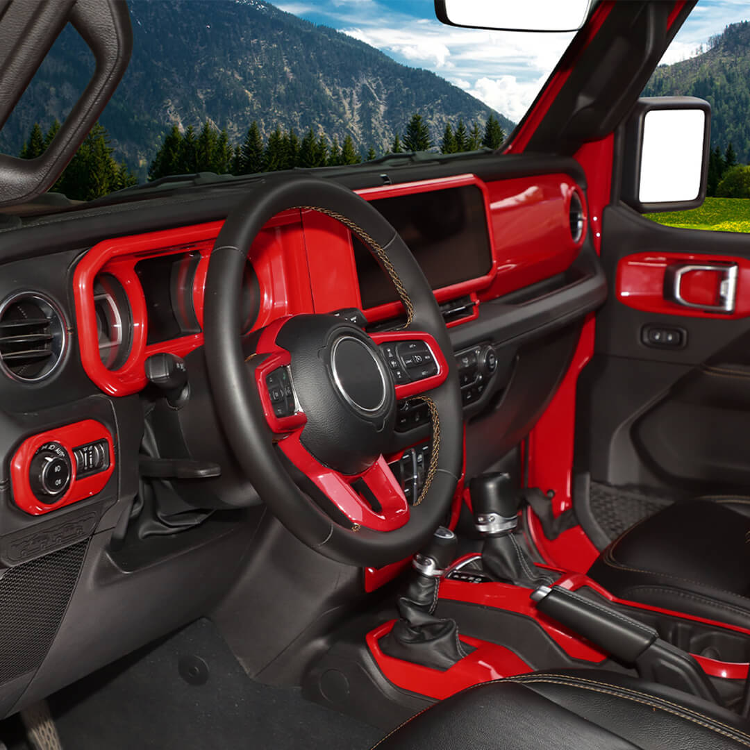 For 2024+ Jeep Wrangler JL & Gladiator JT 4-Door Version Interior Center Console Gear Shift Trim Cover Kit (14 pcs) - Image 10