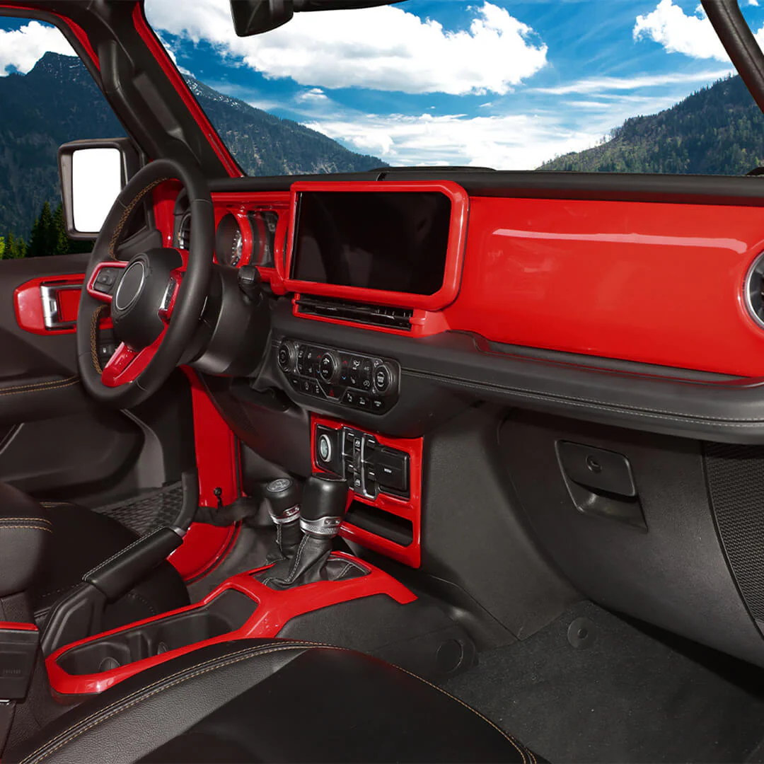 For 2024+ Jeep Wrangler JL & Gladiator JT 4-Door Version Interior Center Console Gear Shift Trim Cover Kit (14 pcs) - Image 11