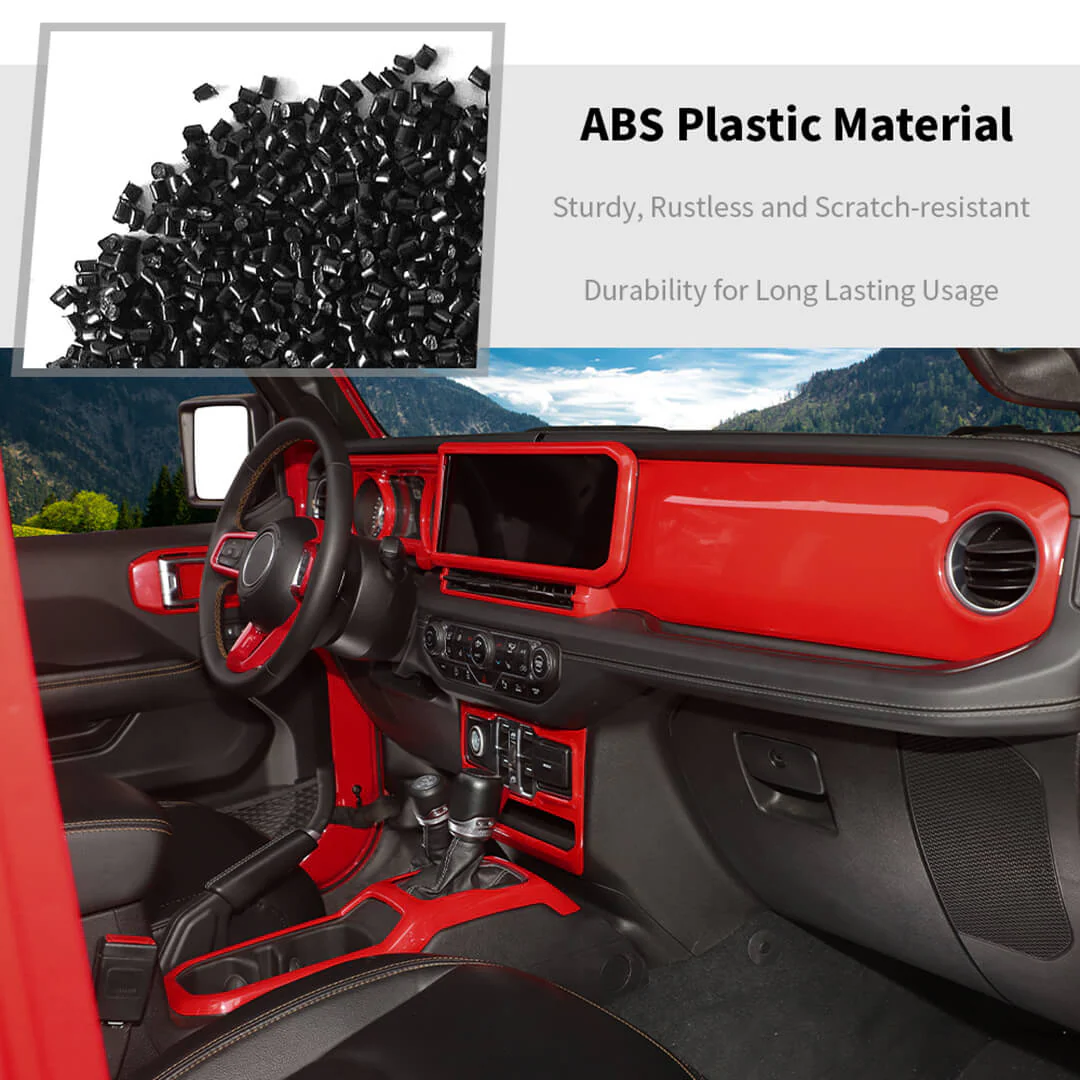 For 2024+ Jeep Wrangler JL & Gladiator JT 4-Door Version Interior Center Console Gear Shift Trim Cover Kit (14 pcs) - Image 23