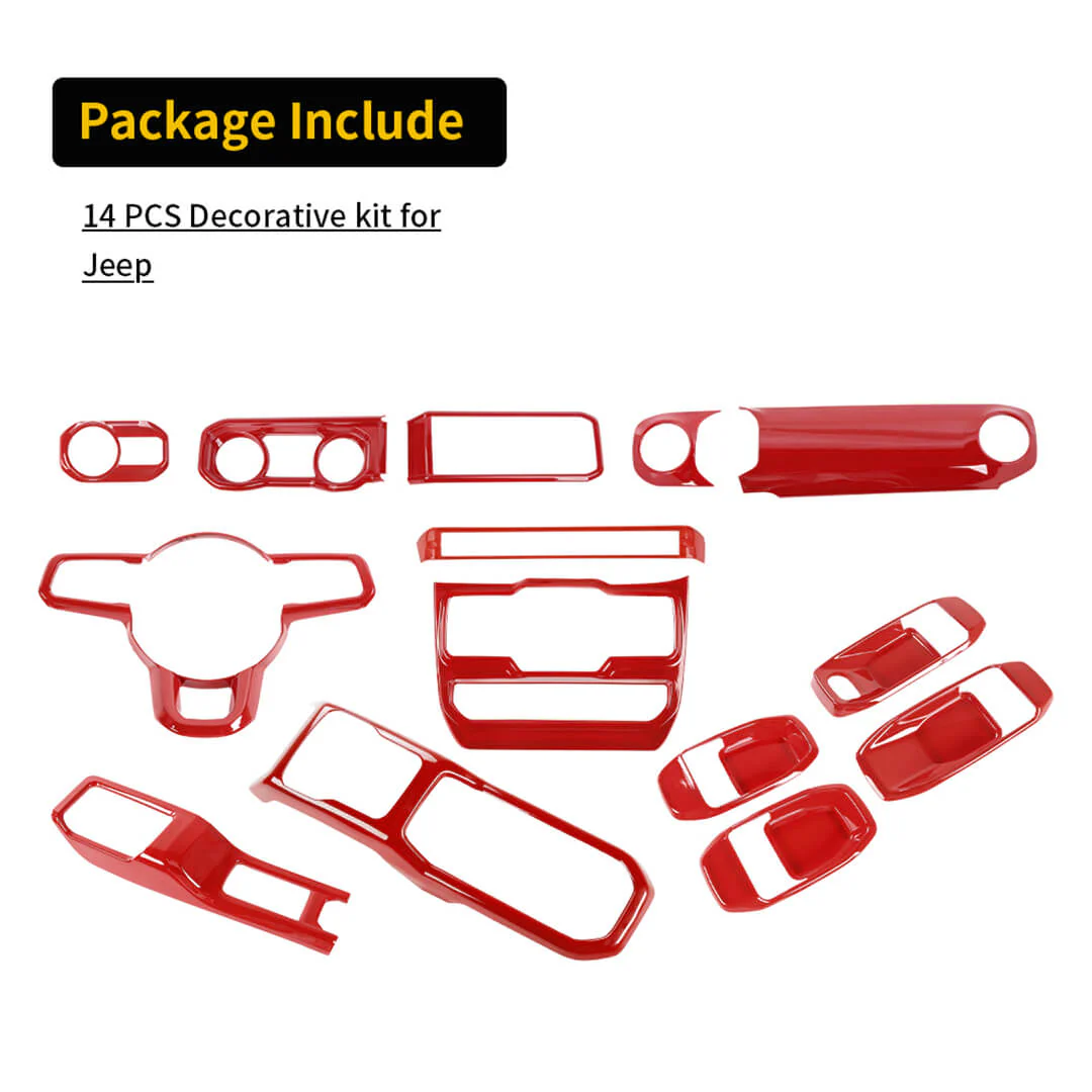 For 2024+ Jeep Wrangler JL & Gladiator JT 4-Door Version Interior Center Console Gear Shift Trim Cover Kit (14 pcs) - Image 27