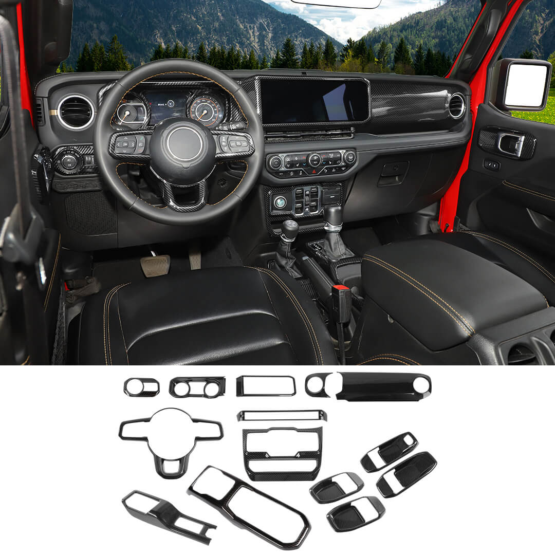 For 2024+ Jeep Wrangler JL & Gladiator JT 4-Door Version Interior Center Console Gear Shift Trim Cover Kit (14 pcs) - Image 29