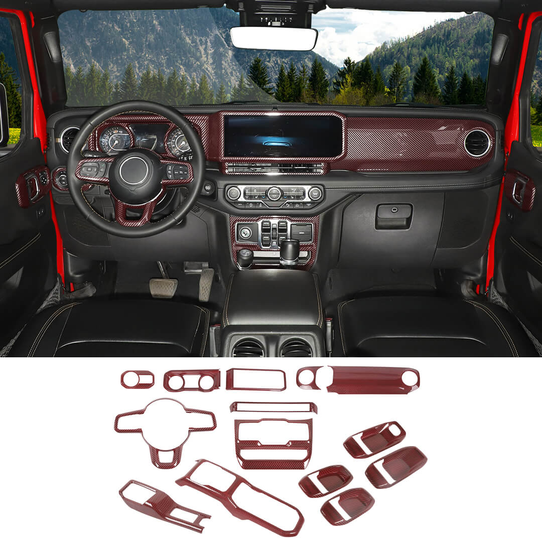 For 2024+ Jeep Wrangler JL & Gladiator JT 4-Door Version Interior Center Console Gear Shift Trim Cover Kit (14 pcs) - Image 30