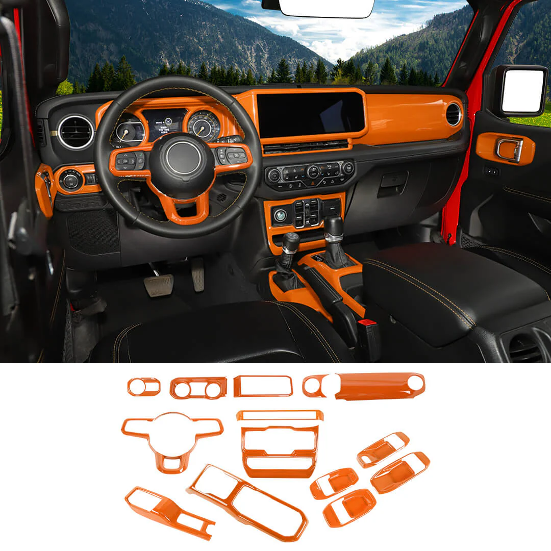For 2024+ Jeep Wrangler JL & Gladiator JT 4-Door Version Interior Center Console Gear Shift Trim Cover Kit (14 pcs) - Image 31