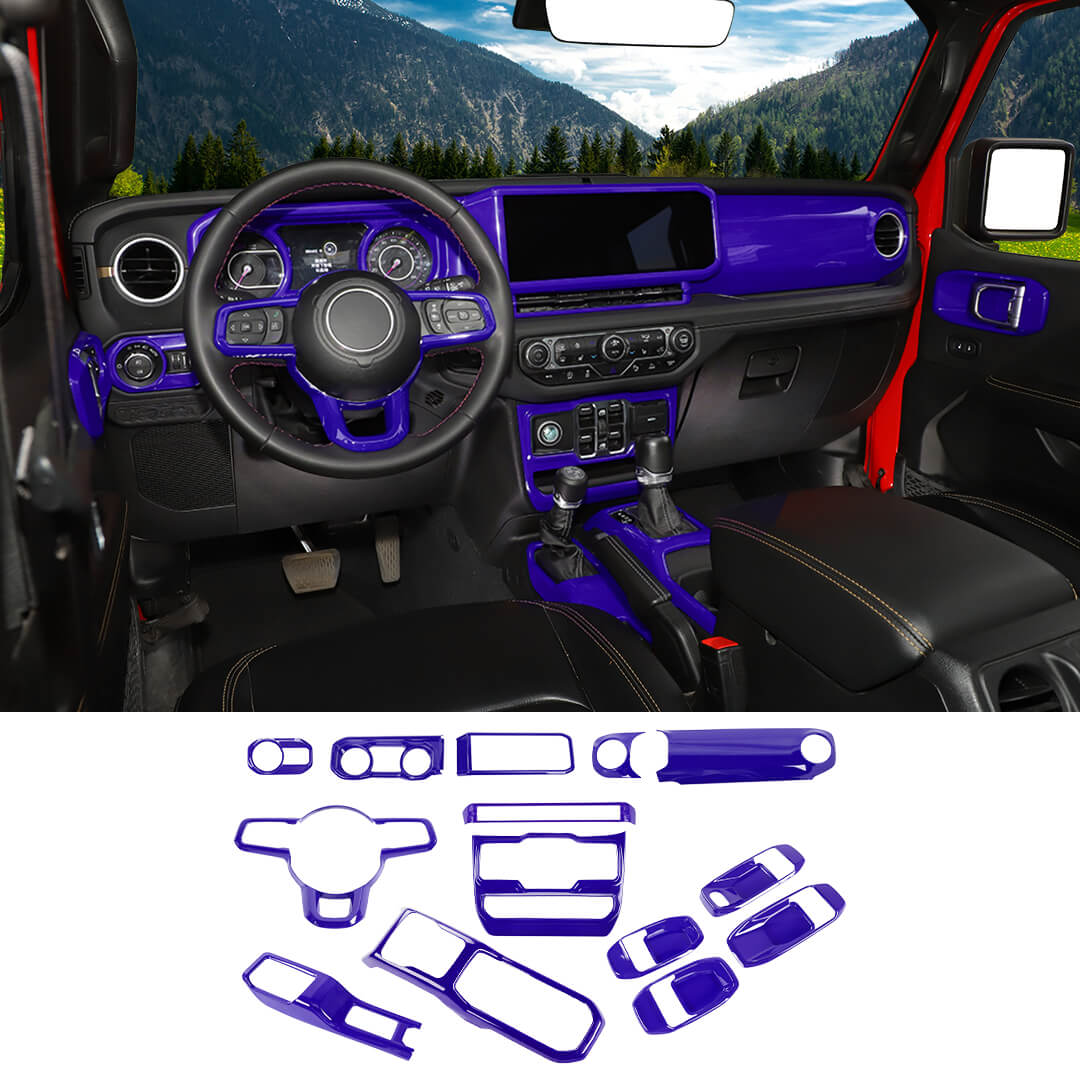 For 2024+ Jeep Wrangler JL & Gladiator JT 4-Door Version Interior Center Console Gear Shift Trim Cover Kit (14 pcs) - Image 32