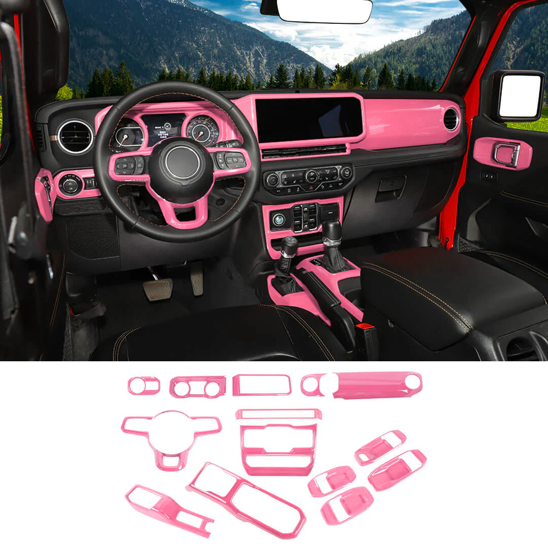 For 2024+ Jeep Wrangler JL & Gladiator JT 4-Door Version Interior Center Console Gear Shift Trim Cover Kit (14 pcs) - Image 33