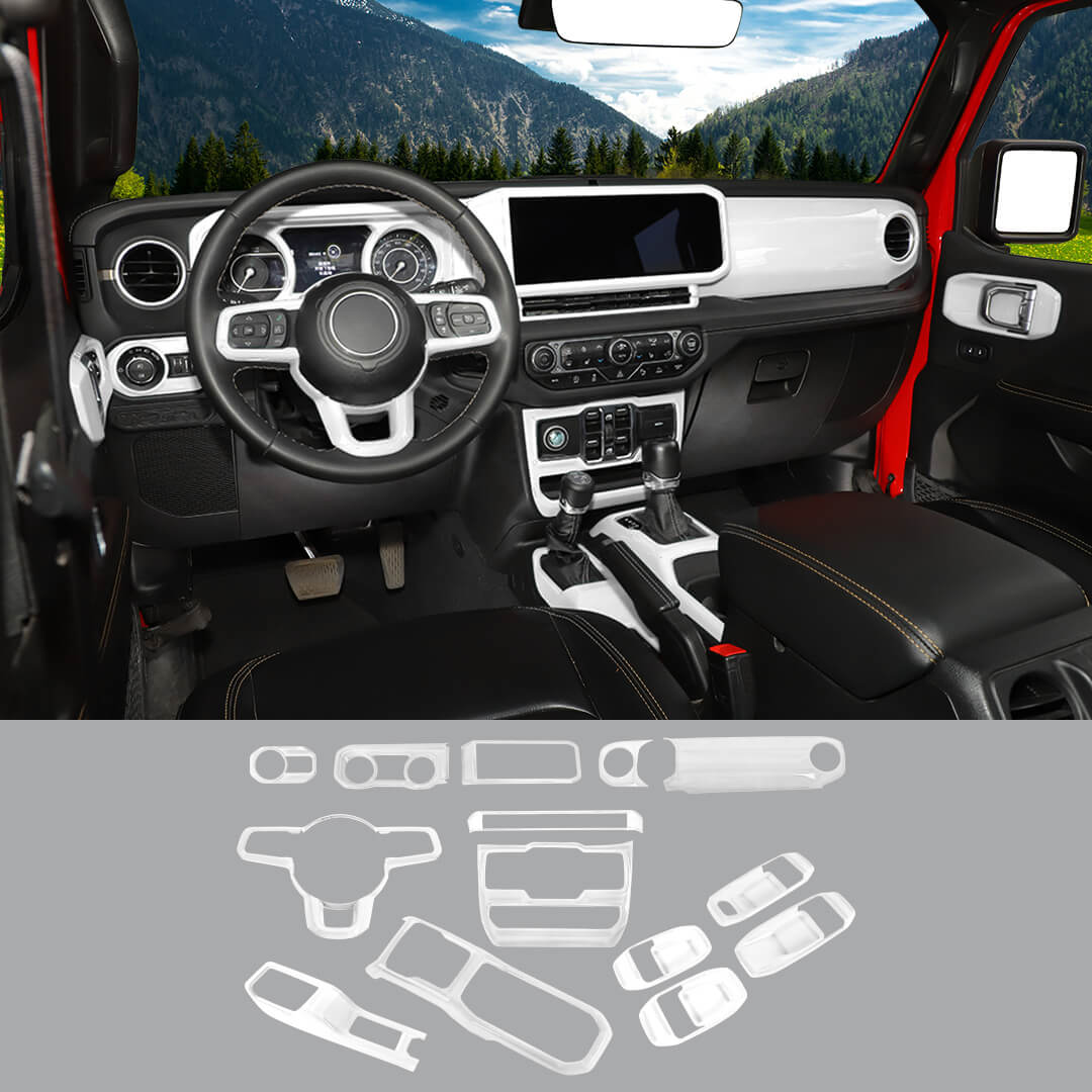 For 2024+ Jeep Wrangler JL & Gladiator JT 4-Door Version Interior Center Console Gear Shift Trim Cover Kit (14 pcs) - Image 34