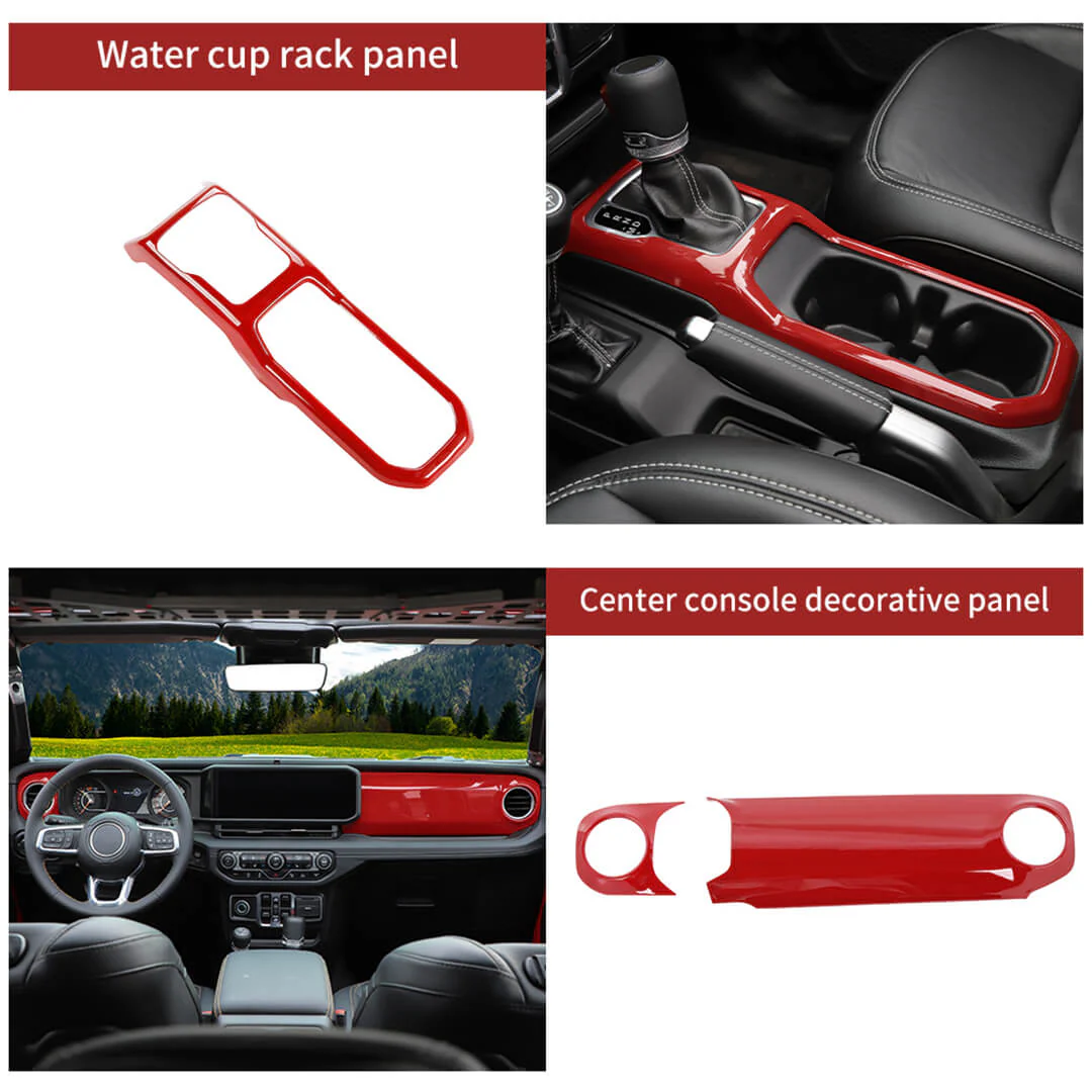 For 2024+ Jeep Wrangler JL & Gladiator JT 4-Door Version Interior Center Console Gear Shift Trim Cover Kit (14 pcs) - Image 6